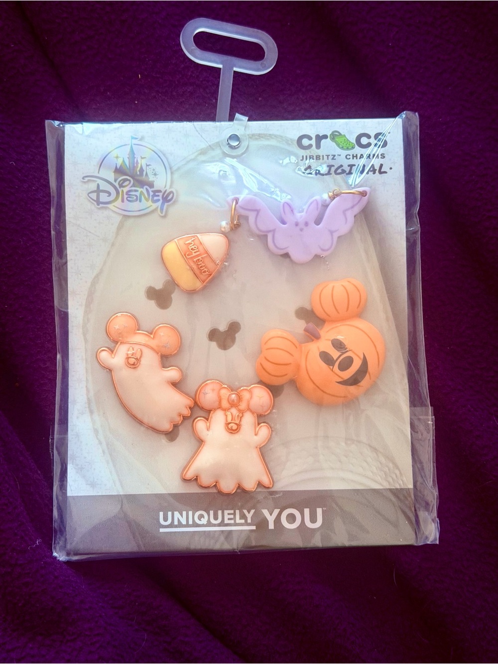 2026 Disney Parks Jibbitz Crocs Mickey & Minnie Halloween Ghosts Set of 5 Charms